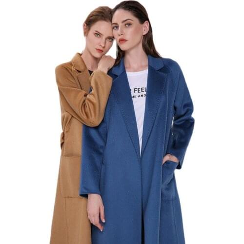 Long wool coat women winter cashmere coat women 2021 new autumn slim fit water ripple coat with red camel wool coat Plus Size