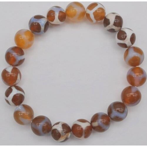 10MM Brown Crazy Lace Agat e Round Beads Bracelet Bangle Stretch Jewelry For Woman Gift 8 Inch G230