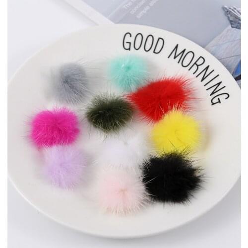10pcs DIY Pompon 2.5cm Mink Pompoms Fur Balls for Sewing on Knitted Keychain Scarf Shoes Hats Fur Pom Pom DIY Crafts Accessories