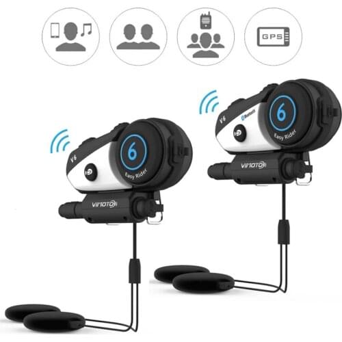 English Version 2set Vimoto V6 Motorcycle Helmet intercom Bluetooth Stereo Headphone Multipoint Connection BT Interphone