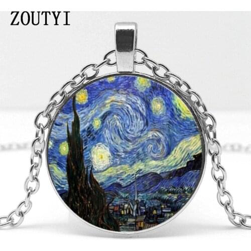 2018 / hot sale, fashion new van Gogh star time necklace, men and women wear necklace pendant jewelry