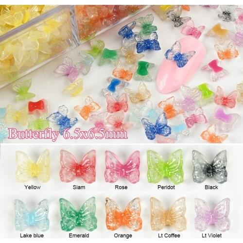 30pcs/lot 3D Resin Color Butterfly Fashion Nail Art Decorations Two-color butterfly Rhinestone For Manicure Jewelry Accessories