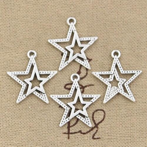 30pcs Charms Star Pentagram 23x20mm Antique Bronze Silver Color Pendants Making DIY Handmade Tibetan Bronze Silver Color Jewelry