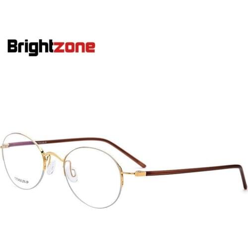 Brightzone Vintage Pure IP Electroplate Half Rimless Excellent Oval Frame Glasses Round-eyeglasses-frames Oculos De Grau Gafas