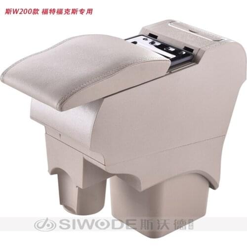 Wooden free punch wooden pu leather special car armrest box with 4 USB hole for Ford Focus multifunctional car hand box