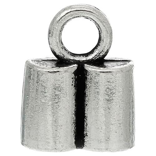 DoreenBeads Necklace Cord End Tip Beads Caps Silver Color(Fit 5mm Cord)16mm x 13mm,50PCs