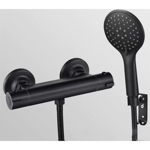 Chrome Shower Thermostatic Faucets Sets Bathroom Black Thermostatic Mixer With Hand Shower Head Brass Mixer Accessories