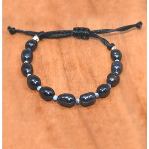 KBJW Original New Simple Real Pearl Bracelet Black Freshwater Pearl Beads Bracelet Adjustable Silky Cord Handmade Weave Bracelet