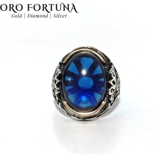 925 sterling Silver Men 'S Ring Tanzanite Cabochon Oval Onyx Stone Imperial Style Elegant Gift Classy Trendy New 2021 Model Special