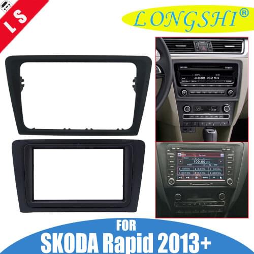 Black Double Din Car Stereo Fascia Kit for 2013+ Skoda Rapid Dash Mount Frame Panel CD Trim Auto Stereo Interface Radio 2din