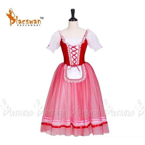 Red Velvet Cavalry Halt Dress Professional Romantic Long Tutu Adult Degas Dress Peasant Village Girl Tutu Dress For Maid BT720