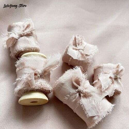 100% Pure silk ribbon sheer frayed edge hand torn 25mm 32mm 50mm DIY wedding flower bouquet invitation card ribbon flatlay decor