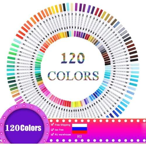 FineLiner 12/48/72/100/120 Colors Dual Tip Brush Art Markers Pen Profession Watercolor Pens For Drawing Calligraphy Art Supplies