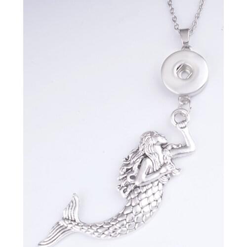 MY998 Mermaid girls 18mm snap button jewelry necklace & pendants DIY