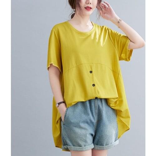 2021 New Arrival Loose Summer T Shirts 100% Cotton Cozy Womens Top Street Wear Fashion Ladies Casual T Shirt Knitted T-shirts