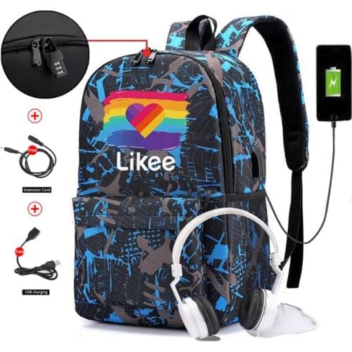 New Student Backpack Likee Canvas Backpack for Men and Women Fashion Bag Anti-theft USB Charging Laptop School Boys Girsl Bags