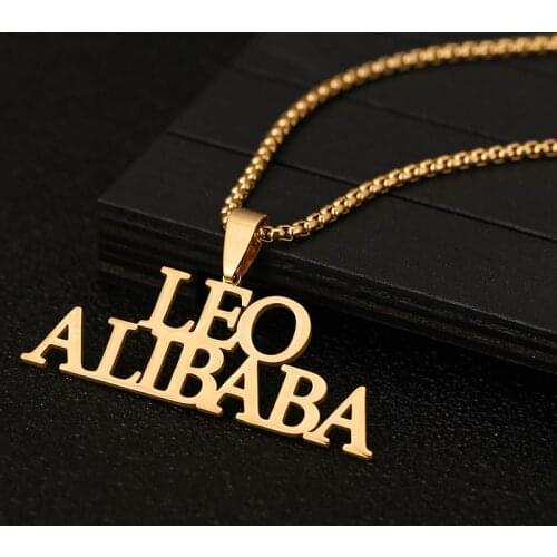 Stainless Steel Name Necklaces with Solid Necklace Curb Chains Link ,Customized Nameplate Necklaces, Jewelry Gifts Dropshipping