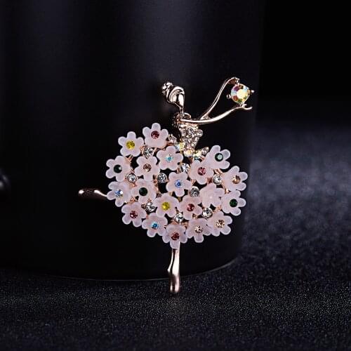 Rinhoo Shiny Full Rhinestone Lapel Pins Dancing Show Beauty Lady Girl Brooches Fashion Party Wedding Jewelry Gifts For Friends