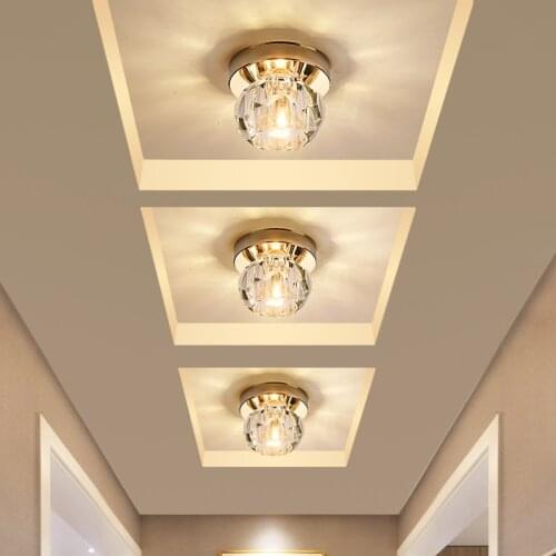 Crystal LED Aisle Ceiling Lights Modern Gold Ceiling Lamps Porch Light Fixtures Living Room Hallway Corridor Down Light