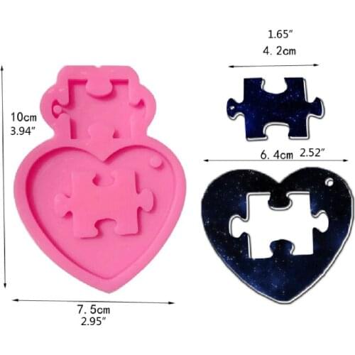 Autistic Love Puzzle Resin Casting Mold Heart Puzzle Pendant Keychain Silicone Mold Jigsaw Puzzle Epoxy Resin DIY Tools