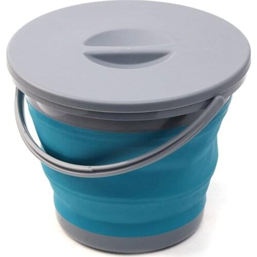 Fashion5L Folding Bucket with Cover Portable Folding Bucket Car Wash Fishing Promotion Bathroom Kitchen Silicone Bucket Outdoor