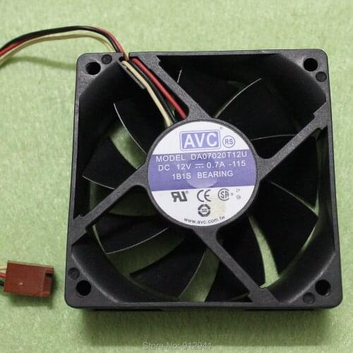 B134a AVC DA07020T12U 7020 70mm x 70mm x 20mm 1B1S Bearing Cooler Cooling Fan DC 12V 0.70A 3Wire 3Pin Connector