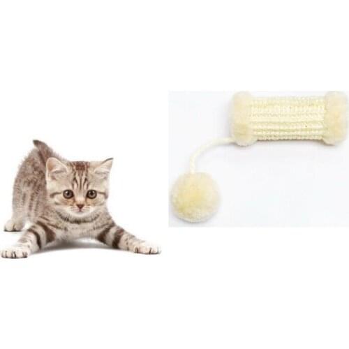 2 piece Funny Pet Cat Kitten Sisal plush with sound inside Scratching Rolling ball Play Dolls Tumbler Ball Interactive Toys
