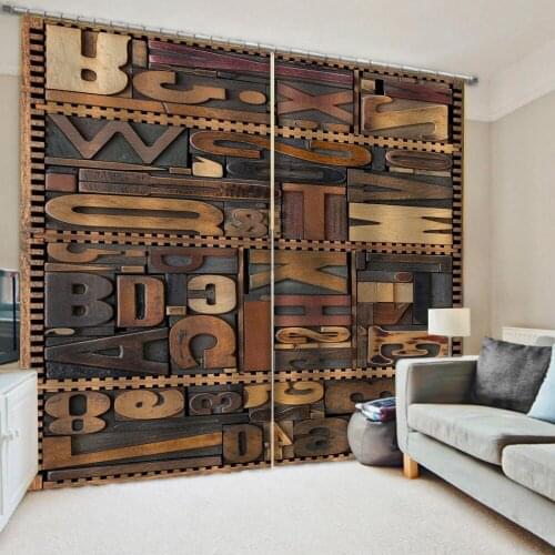 Custom brown blackout curtain letter curtains Bedroom living room windproof thickening blackout fabric