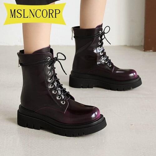 Plus Size 34-43 Leather Boots Women Cross StrapBoots Women Punk Female Platform Boots Wedges High Heels PU Women Boots Botas