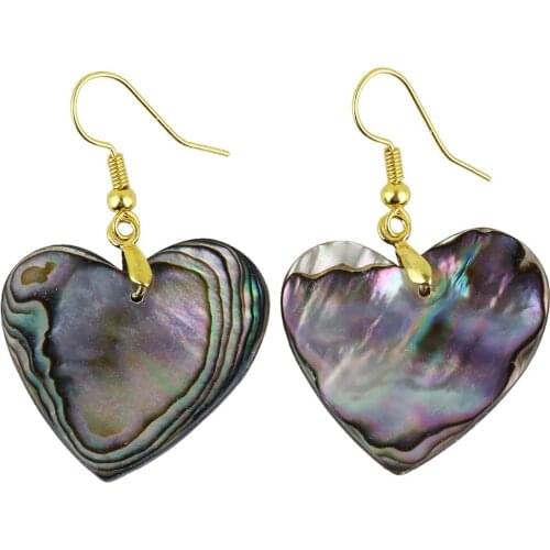 TUMBEELLUWA Heart LOVE Abalone Shell Dangle Drop Hook Earrings for Women