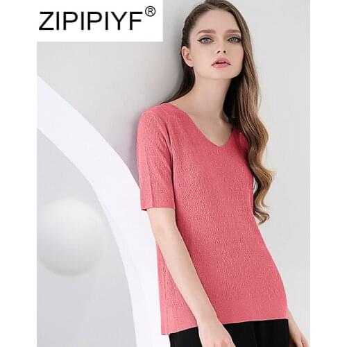 Женские однотонные футболки ZIPIPIYF China At AliExpress
