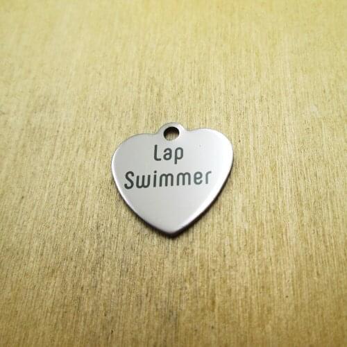 10pcs/lot-Lap Swimmer stainless steel charms Laser Engraved DIY Charms Pendants