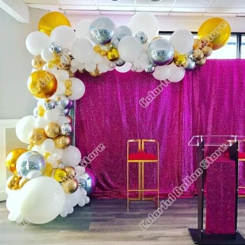 121pcs 4D Gold Silver Latex Balloon Arch Kit Pearl White Balloon Garland Birthday Event Party Background Baby Shower Decoration