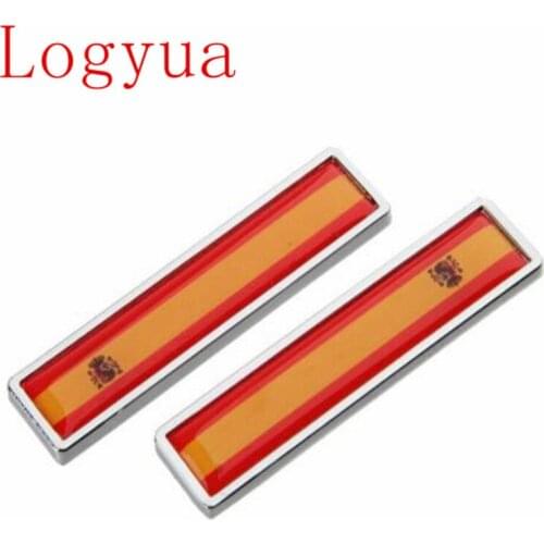 2Pcs/Lot Spain Flag Metal Car Sticker Decorate Sticker Emblem Badge For Spain Cars