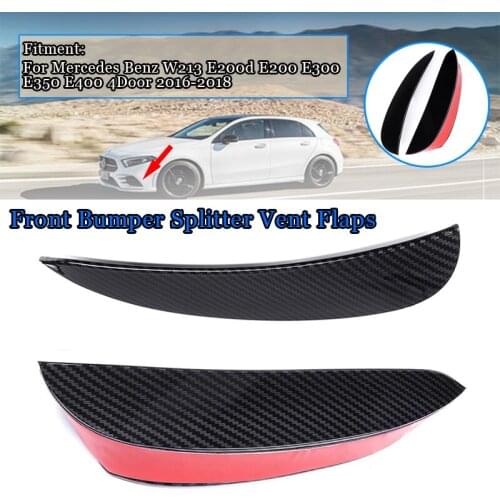 2x Car Front Bumper Lip Splitter Vent Flaps Spolier Fin For Mercedes For Benz E Class W213 E200 E300 E350 4Dr For AMG 2016-2018