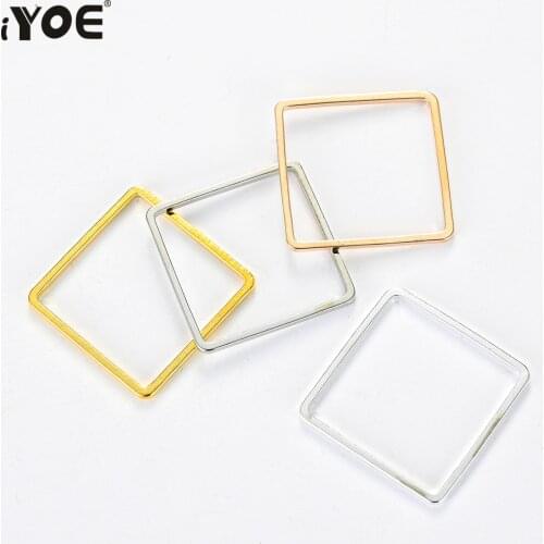 20pcs/Lot 15/20/25 Minimalist Square Bezel Frame For Diy Making Earring Pendant Hollow Geometric Jewelry Findings Accessories