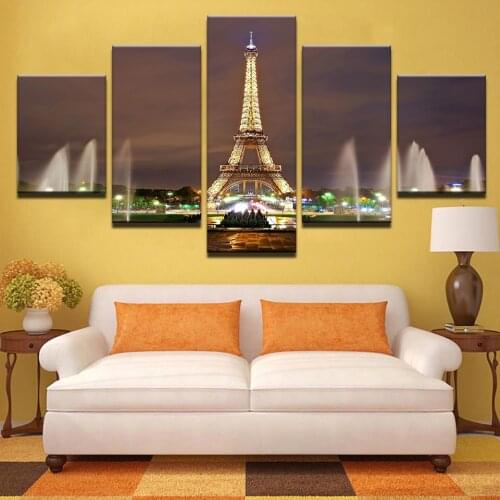 5 Panel Fountain Night Landscape Pictures Home Decor Canvas Print Artwork Decor Wall Art Canvas Painting Decoration Posters
