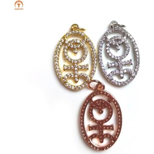 5pcs Glisten Oval CZ Female Symbol Pendant Gold Rose Gold Silver Brass Pattern Pendant Symbol Pendant For Necklace Gift To Her Y