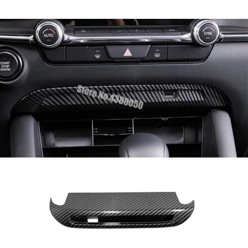 ABS Matte/Carbon Fibre Car Central Control Panel Decoration Cover Trim Car-Styling For Mazda 3 2019 2020 Accessories 1pcs