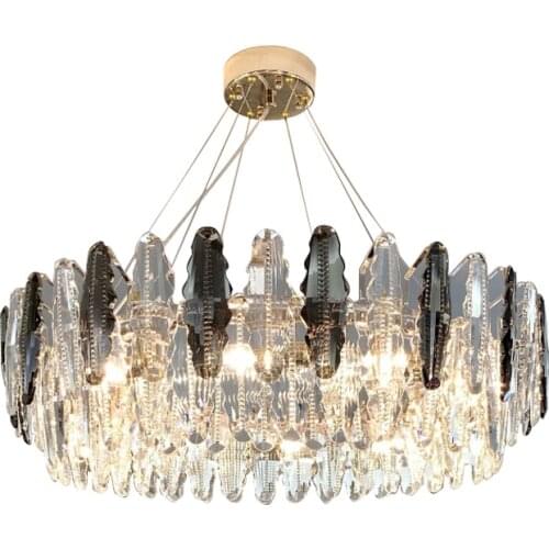 Art Deco E14 LED Postmodern Crystal Iron Round Oval Chandelier Lighting Lustre Suspension Luminaire Lampen For Dinning Room