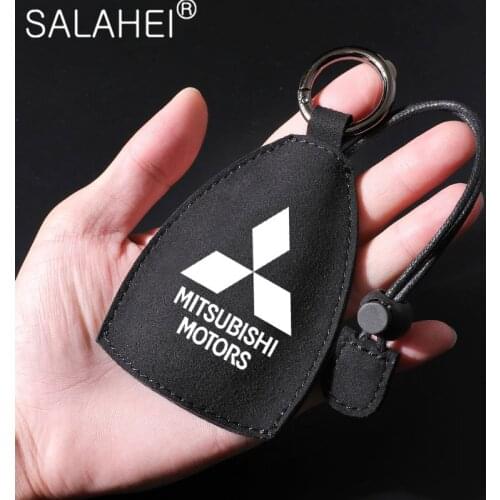 Drawstring Soft Suede Leather Car Remote Key Case For Mitsubishi ralliart Lancer 9 10 Asx Outlander 3 Pajero Sport Accessories