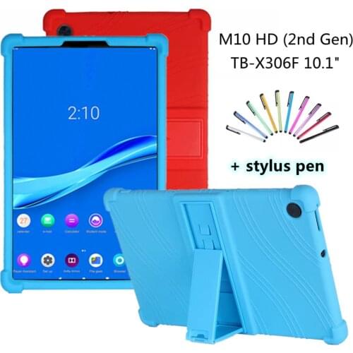 For Lenovo Tab M10 HD Tablet Case 10.1inch Light and soft silicone shell Cover Funda For Lenovo M 10 HD TB X306F X306X Case+pen