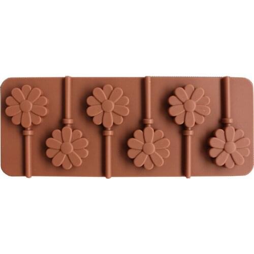 Babys Favorite Flower Shape Silicone Mould for Party Chocolate Lollipop Candy Maker DIY Mold Kitchen Baking Tool 6 Lattices