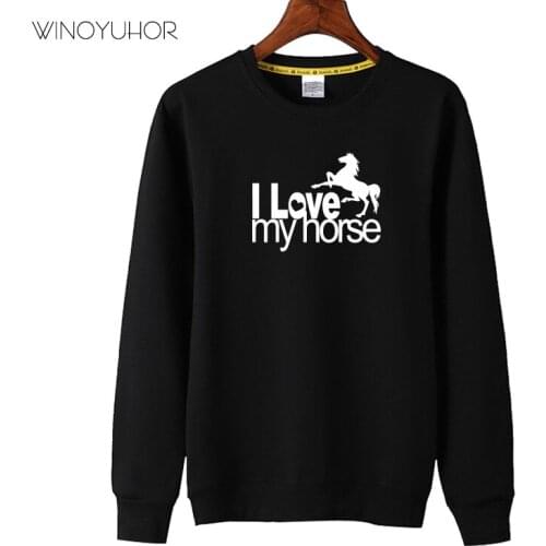 I Love My Horse Print Kids Sweatshirt Boy Girl Hoodies For Children Toddler Clothes Funny Animal Long Sleeve Top Pullover