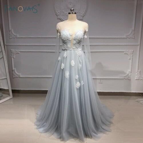 Elegant Evening Dresses Long Sleeves Dandelion Lace Crystal Beaded Formal Party Gown With Slit Vestido De Fiesta NE23