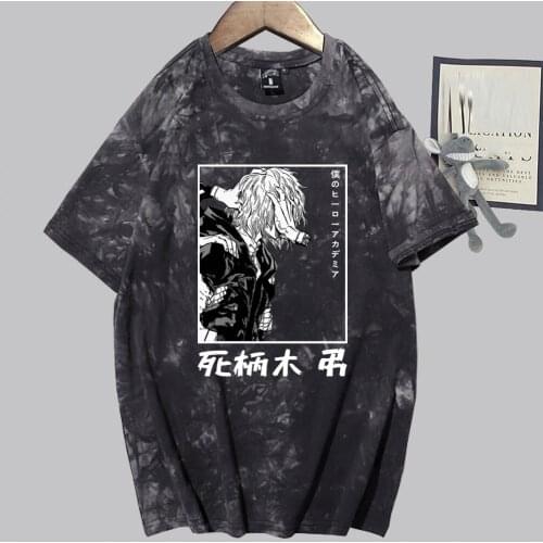 Anime Tie Dye T-shirt My Hero Academia Shigaraki Tomura Anime T Shirt Short Sleeve Streewear Hip Hop Tees