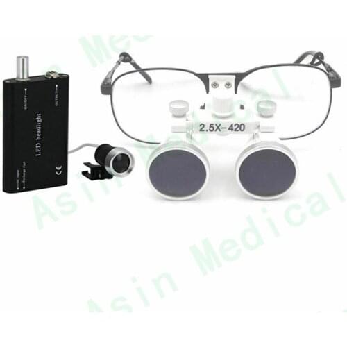 DEASIN 2.5 X 420mm working distance surgical enlarger oral magnifying glasses operating loupe with headlight