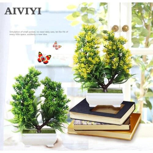 Double feet pine Simulation Pine Bonsai Green Artificial Tree Creative Garden Home Decor Desktop Balcony Plantas Decoracion