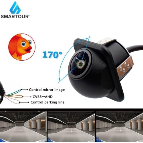 Smartour 1280*1080P Night Vision Fisheye Lens Vehicle Reverse Backup Rear View AHD CVBS Camera For All Android DVD Monitor