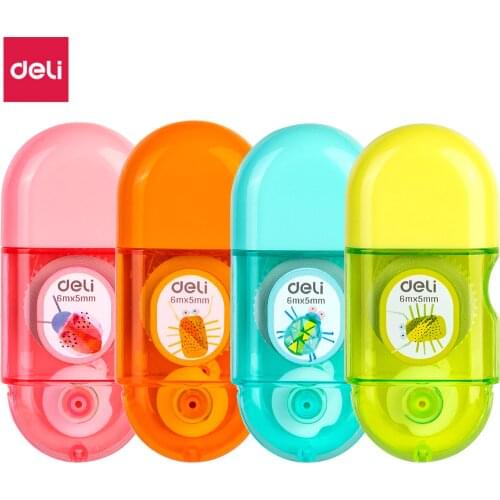 Deli Student Correction Tape Fashion Color 5mm*6m/8m Kawaii White Out Corrector Cute Stationery Gift School Office Supply EH350